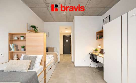 Pronájem jednolůžka ve sdíleném pokoji 1+kk, Brno - Trnitá, ulice Dornych, polyfunkční rezidence