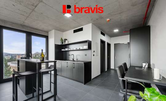 Apartment for rent 2+kk 43 m², Brno - Žabovřesky, beautiful view of the center, smart home, air conditioning, wifi, fitness, laundry