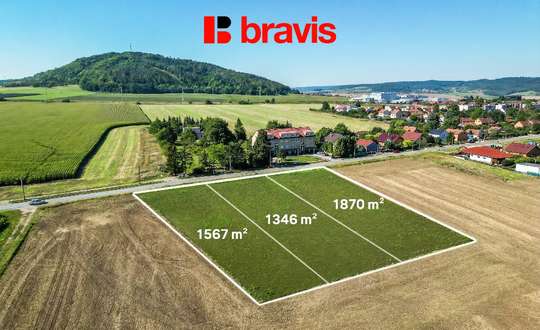 Prodej pozemku "A" o rozloze 1870 m², obec Drásov, okres Brno-venkov, projekt na výstavbu rodinného domu