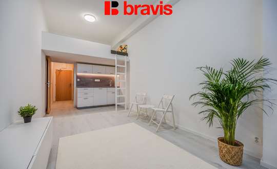 Pronájem nového byty 1+kk, ulice Hudcova, Brno- Medlánky, spací galerie pro 2, výtah