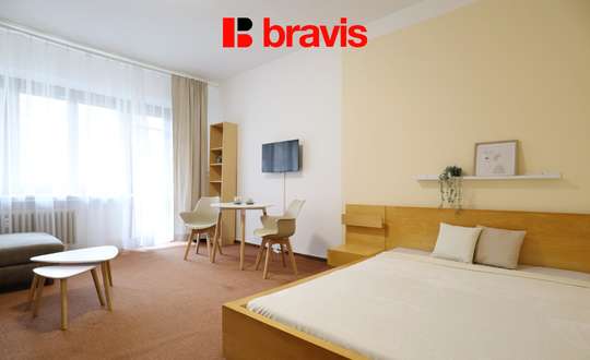 Pronájem zařízeného bytu 1+1, Brno - Veveří, ulice Bayerova, lodžie