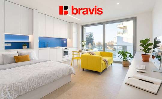 Pronájem bytu 1+kk, Brno - Pisárky, Vinařská ulice, zařízený, balkon, sklep, garážové stání