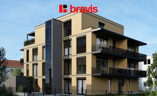 Prodej novostavby luxusního bytu 4+kk, 103,4 m², Horní Heršpice, terasa s dechberoucím výhledem 57,24 m², 2x parkování, sklep