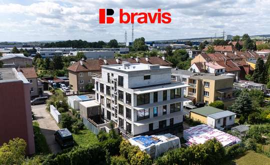 Prodej novostavby luxusního bytu 4+kk, 103,4 m², Horní Heršpice, terasa s dechberoucím výhledem 57,24 m², 2x parkování, sklep