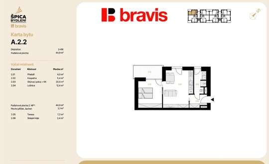 Sale flats 2+KT 52 m², Brno-Tuřany