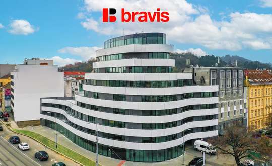 Pronájem pěkného a světlého 1+kk, Brno - Štýřice, ul. Vídeňská, novostavba, terasa
