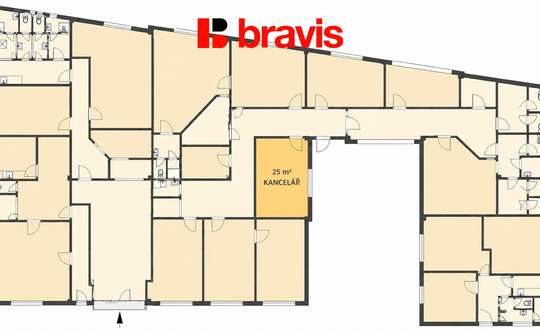 Pronájem klimatizované kanceláře 25 m², ulice Jedovnická, Brno-Líšeň