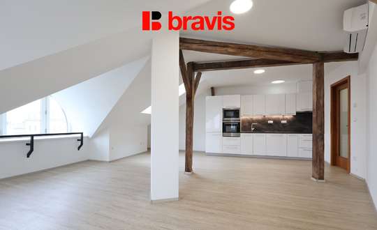 Pronájem bytu 1+kk, 58 m², Brno - střed, ulice Koliště, podkrovní byt, klimatizace, podlahové vytápění
