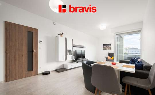 Prodej moderního bytu 2+kk, ul. Poříčí, Brno - Pisárky, rezidence Riverside, sklep, balkon, parkovací stání