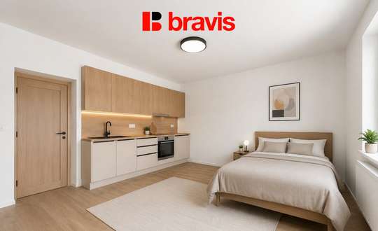 Prodej novostavby moderního bytu 1+kk, 35 m², Brno - Černovice, sklep, parkování