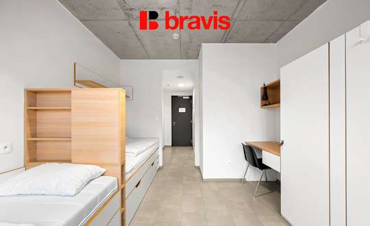 Pronájem jednolůžka v zařízeném 1+kk pro dvě osoby, 22 m², Brno - Trnitá, ulice Dornych
