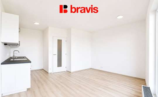 Pronájem bytu 1+kk 38 m² Jižní, Brno - Horní Heršpice, novostavba, balkon, garážové stání