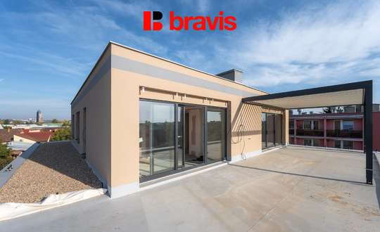 Prodej novostavby luxusního bytu 4+kk, 103,4 m², Horní Heršpice, terasa s dechberoucím výhledem 57,24 m², 2x parkování, sklep
