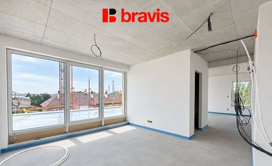Prodej novostavby luxusního bytu 4+kk, 103,4 m², Horní Heršpice, terasa s dechberoucím výhledem 57,24 m², 2x parkování, sklep