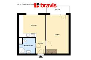 Pronájem bytu 1+1, ul. Olbrachtovo nám., Brno - Komín, balkon, částečně zařízený
