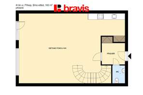 Pronájem mezonetového bytu 4+kk, ul. Příkop, objekt IBC, Brno - centrum, balkon, lodžie