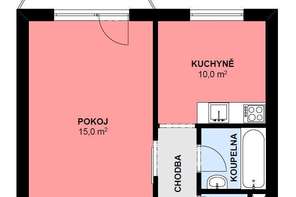 Pronájem bytu 1+1, Brno - Královo Pole, kompletně zařízený, balkon