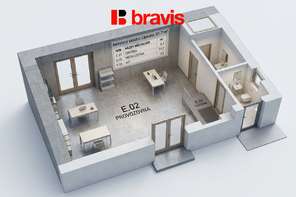 Prodej nebytového prostoru o dispozici +kk v moderní novostavbě polyfunkčního domu, 61,7m2, Lipůvka u Brna, parkovací stání v ceně