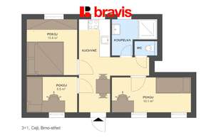 Sale of 3+1 apartment, size 48 m², Brno - Zábrdovice, Cejl Street, investment opportunity