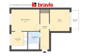 Pronájem bytu 2+1, Brno - Kohoutovice, ulice Borodinova, zařízený, balkon, sklep