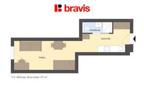 Rent flats 1+1 27 m², Brno - Staré Brno