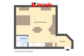 Pronájem bytu 1+kk, Brno - Staré Brno, ulice Křížová - klidný vnitroblok v blízkosti Mendlova náměstí