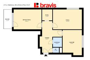 Pronájem bytu 2+1, ulice Dalimilova, Brno - Královo Pole, balkon