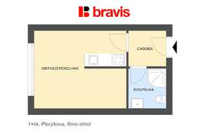 Pronájem bytu 1+kk, Brno - Trnitá, Placzkova ulice, novostavba, parkování, sklep