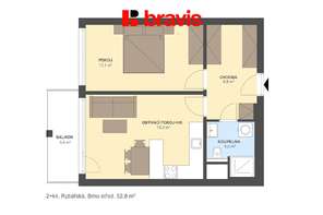 Pronájem bytu 2+kk, Brno - Staré Brno, ul. Rybářská, sklep, balkon, garážové stání