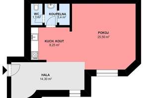 Pronájem bytu 1+kk, 53 m², Brno – Zábrdovice, ulice Francouzská