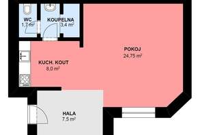 Pronájem moderního bytu 1+kk, 46 m², Brno – Zábrdovice, ulice Francouzská