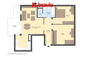 Prodej nízkonákladového bytu 3+kk, Brno - Žebětín, OV, terasa, parkovací stání, ul. Helenčina