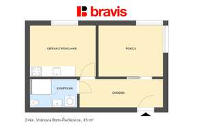 Pronájem nového bytu 2+kk, ul. Vránova, Brno - Řečkovice, zahrada, parkování