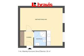 Pronájem bytu 1+kk, Brno - Maloměřice, ulice Markéty Kuncové, zařízený