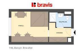 Pronájem moderního 1+kk, Brno - Trnitá, ulice Dornych, polyfunkční rezidence, neplatíte provizi
