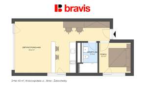 Pronájem bytu 2+kk 47 m² - s krásným výhled na Brno, chytrá domácnost, klima, wifi, fitness