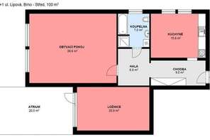 Pronájem atypicky řešeného bytu 2+1, Masarykova čtvrť, Lipová ul., parkování, terasa