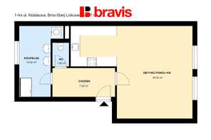 Spacious 1+kk apartment for rent, Brno - Starý Lískovec, Kroupova street, new building, parking space, cellar