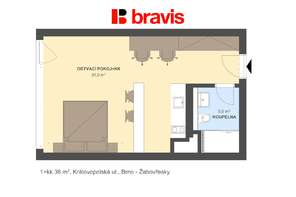 Bydlete nad městem | 1+kk, 36 m², Brno - Žabovřesky, minimalismus, smart home, jste první nájemník