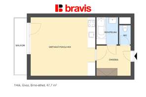 Rent flats 1+KT 47 m², Brno - Staré Brno