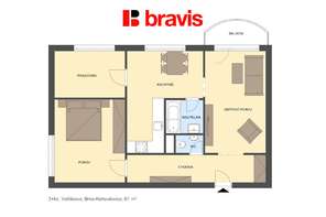 Pronájem bytu 3+kk 61 m², Brno - Kohoutovice, ulice Voříškova, kompletně vybavený, balkon