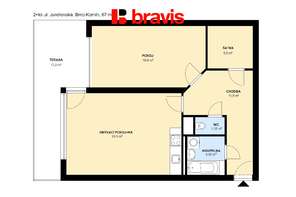 Pronájem prostorného bytu 2+kk, Brno - Komín, ul. Jundrovská, terasa, dvě parkovací stání