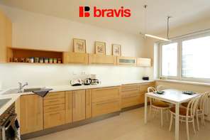 Pronájem prostorného bytu 1+kk, ulice Podveská, Brno-Komín, kompletně zařízený, výtah, balkón, internet v ceně nájmu, vnitroblok, bezproblémové parkování