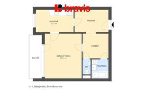 Pronájem bytu 1+1 s prosklenou lodžií na ulici Ukrajinská Brno - Bohunice