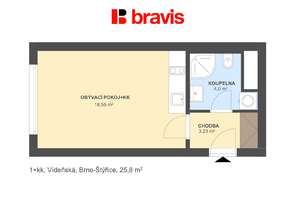 Rent flats 1+KT 27 m², Brno - Štýřice