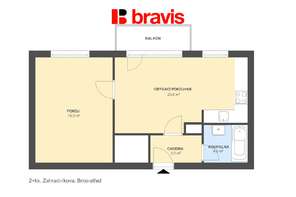 Pronájem bytu 2+kk, ulice Zahradníkova, Brno - Veveří, zařízený, balkon, sklep