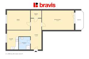 Prodej bytu 2+1, Brno - Lesná, ulice Milénova, lodžie, prostorná komora v bytě