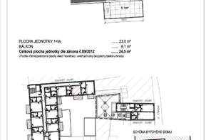 Pronájem bytu 1+kk, Brno - Trnitá, ul. Křenová, novostavba, balkon, výborná dostupnost do centra