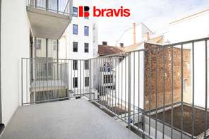 Pronájem bytu 1+kk, Brno - Trnitá, ul. Křenová, novostavba, balkon, výborná dostupnost do centra