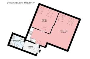 Pronájem velmi pěkného bytu 2+kk, Brno - střed, ulice Koliště, novostavba, klimatizace, podkrovní byt, centrum města